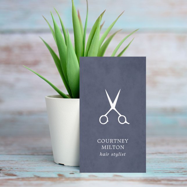Minimalist Simple Blue White Hair Stylist Business Card (Creator Uploaded)