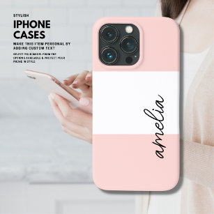 Minimalist Simple Blush Pink Stripe Colour Block iPhone 13 Pro Case