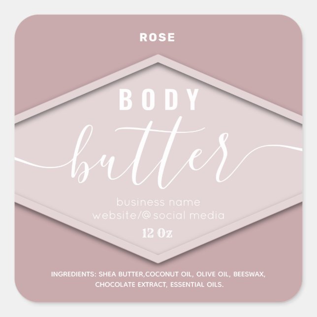 Minimalist simple body butter square sticker (Front)