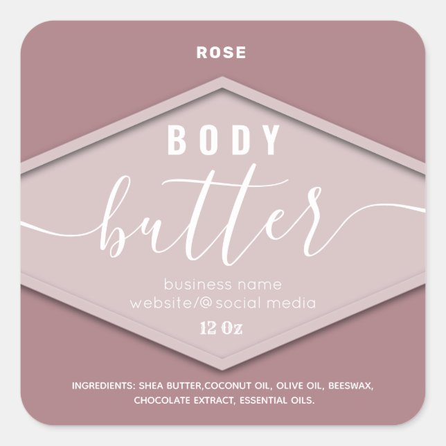 Minimalist simple body butter square sticker (Front)
