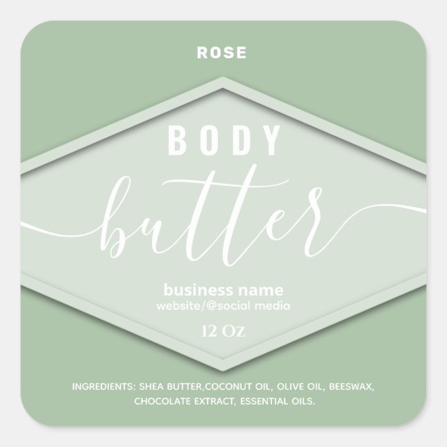 Minimalist simple body butter square sticker (Front)