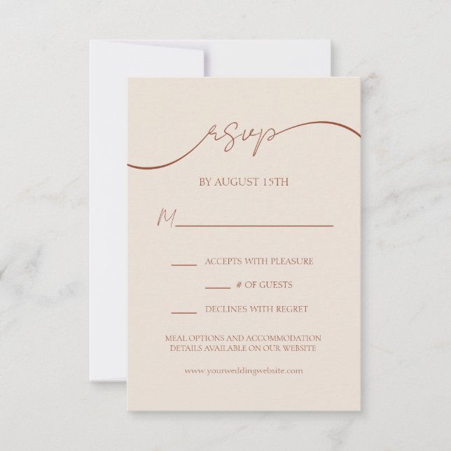 Minimalist Simple Boho Wedding RSVP Card (Front)
