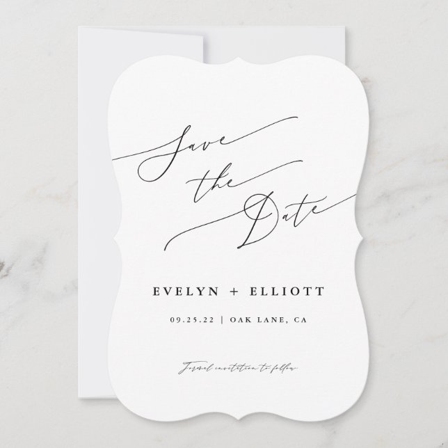 Minimalist Simple Calligraphy Wedding Save The Date (Front)