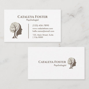 Minimalist Simple Calm Ivory Head Trees Silhouette Business Card