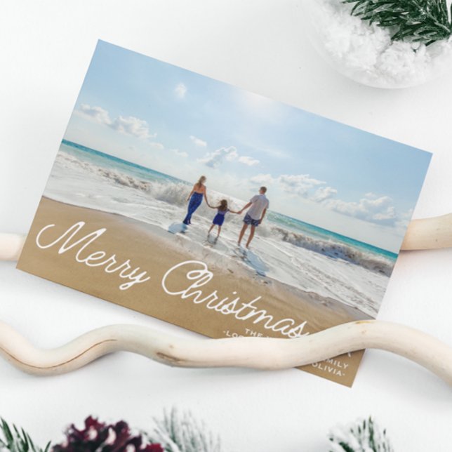 Minimalist Simple Christmas Script Overlay 1 Photo Holiday Card (Creator Uploaded)