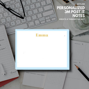 Minimalist Simple Classic Blue Border Monogram Post-it Notes