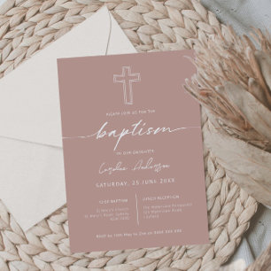 Minimalist simple cross baptism invitation