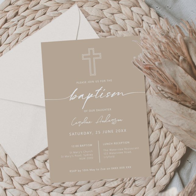 Minimalist simple cross baptism invitation (Creator Uploaded)