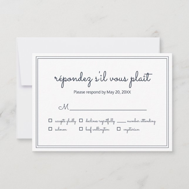 Minimalist Simple Cursive Script Wedding RSVP (Front)