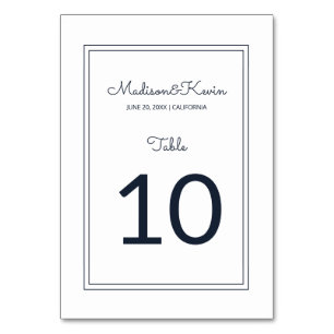 Minimalist Simple Cursive Script Wedding Table Number