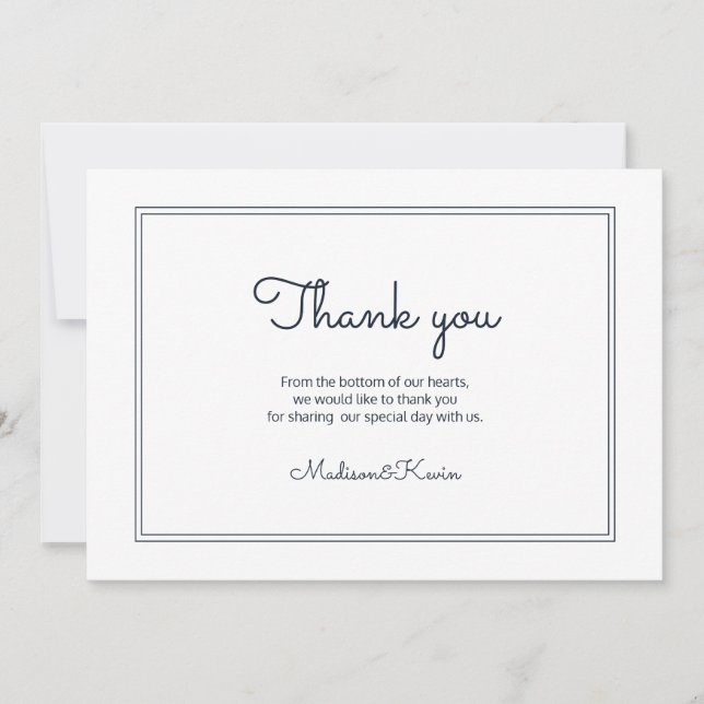 Minimalist Simple Cursive Script Wedding Thank You (Front)
