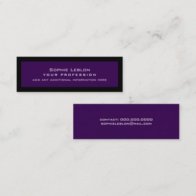 Minimalist Simple Dark-Purple Professional Calling Card (Front/Back)