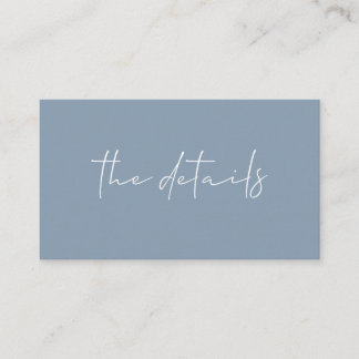 Minimalist Simple Dusty Blue Wedding Details Enclosure Card