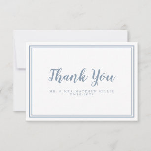 Minimalist Simple Dusty Blue Wedding Thank You Card