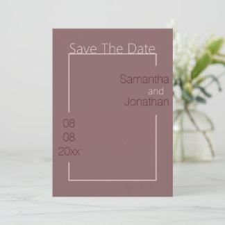 Minimalist Simple Dusty Pink Wedding Save The Date Invitation