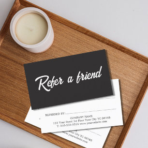 Minimalist Simple Elegant Black and White Referral Card