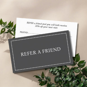 Minimalist Simple Elegant Black and White Referral Card