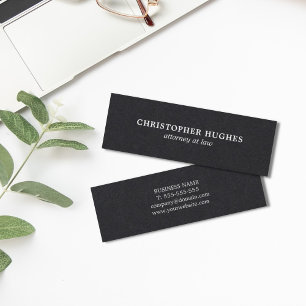 Minimalist Simple Elegant Black White Attorney Mini Business Card