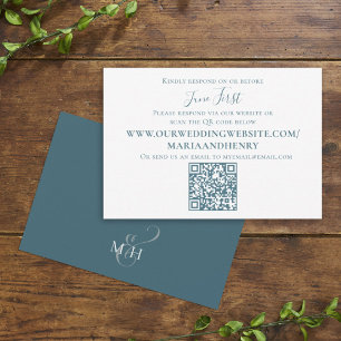 Minimalist Simple Elegant Blue QR Code Minimal Enclosure Card