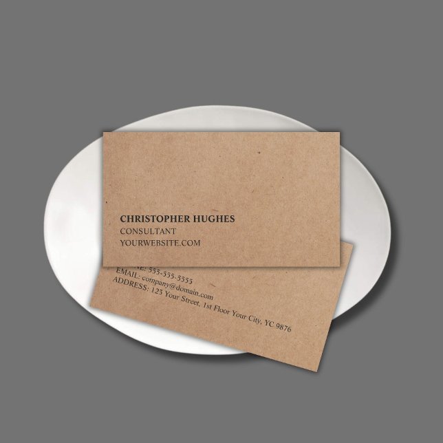 Minimalist Simple Elegant Kraft Paper Consultant Business Card (Creator Uploaded)