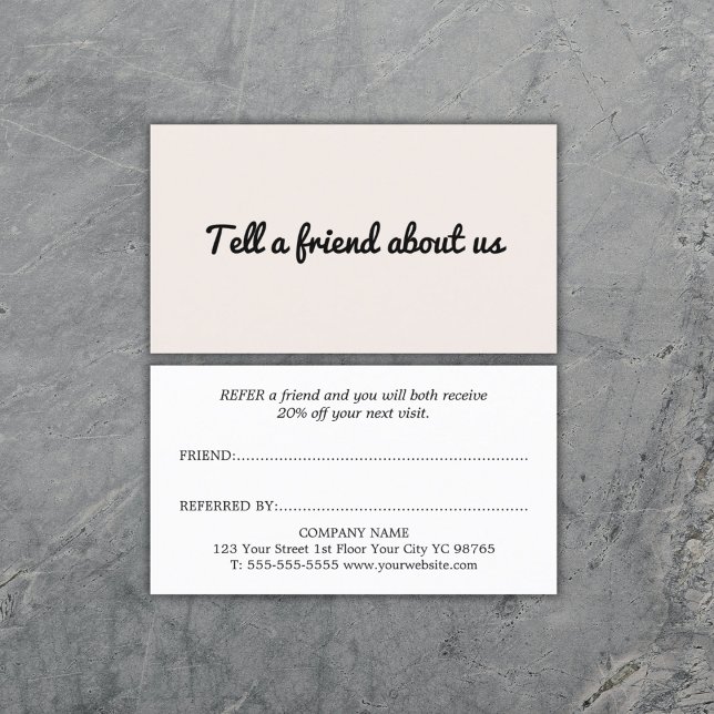 Minimalist Simple Elegant Light Pastel Black Salon Referral Card (Creator Uploaded)