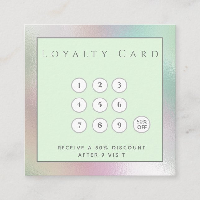 Minimalist simple elegant luxury holographic  loyalty card (Front)
