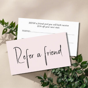 Minimalist Simple Elegant Pale Rose White Referral Card