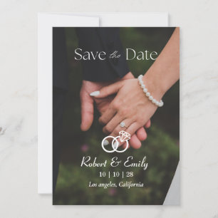 Minimalist simple elegant photo wedding save the date
