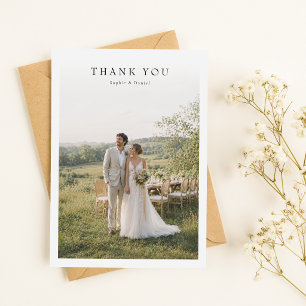 Minimalist Simple Elegant Photo Wedding Thank You Card