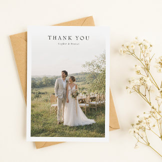 Minimalist Simple Elegant Photo Wedding Thank You Card