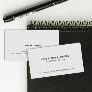 Minimalist Simple Elegant Texture White Attorney Business Card