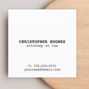 Minimalist Simple Elegant White Attorney at law Square Business Card