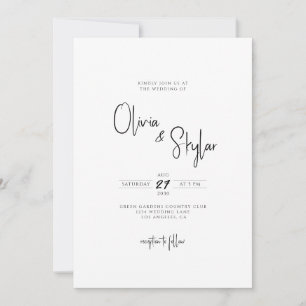 Minimalist Simple Elegat Modern Script Wedding Invitation