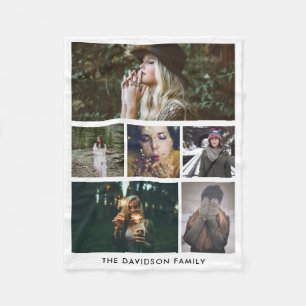 Minimalist Simple Family Six Photos Modern Fleece Blanket