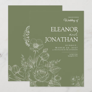 Minimalist Simple Floral Elegant Wedding Invitation