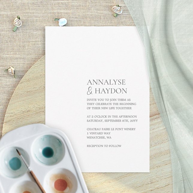 Minimalist, Simple Font Wedding Invitation (simple, minimalist, blank text-only wedding invitation, modern, elegant script)