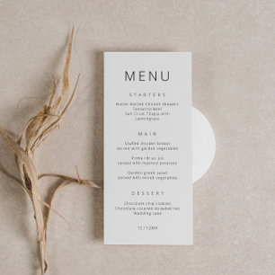 Minimalist Simple Font Wedding Menu Card