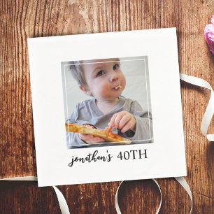 Minimalist Simple Forty Birthday Party Photo Napkin