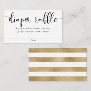 Minimalist simple gold black white diaper raffle enclosure card
