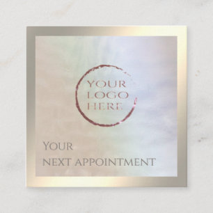 Minimalist simple gold foil holographic your logo appointment card