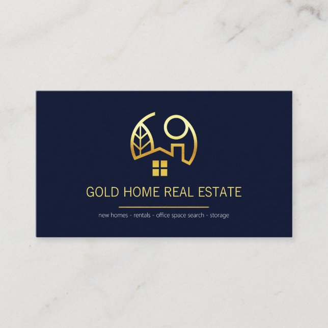 Minimalist Simple Gold Line Property Business Card (Front)