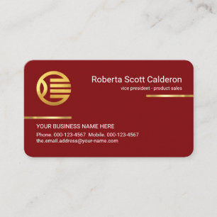 Minimalist Simple Gold Lines On Red Layer Business Card
