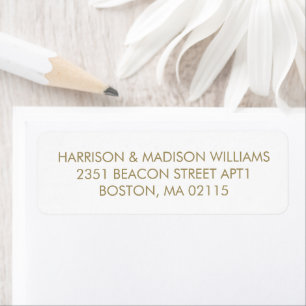 Minimalist simple gold white Return Address