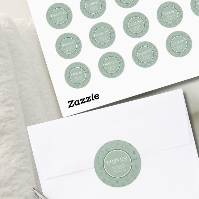 Minimalist Simple Green Cream Cleaning Services Classic Round Sticker (Creator Uploaded)