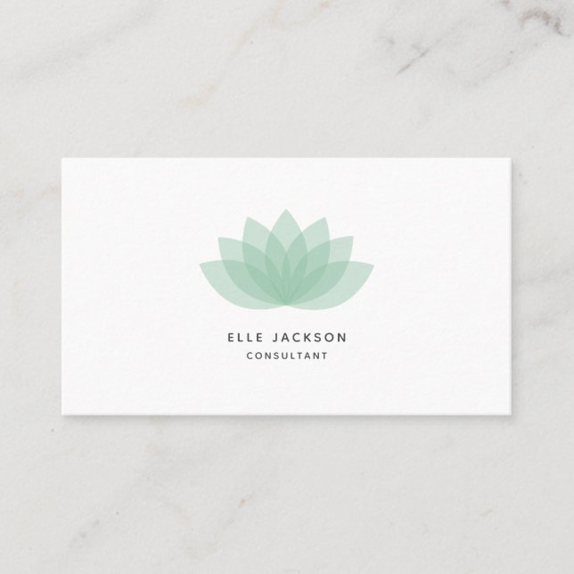 Minimalist simple green flower business card (Front)