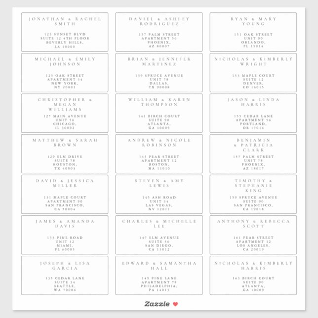 Minimalist Simple Guest Address Labels (Sheet)