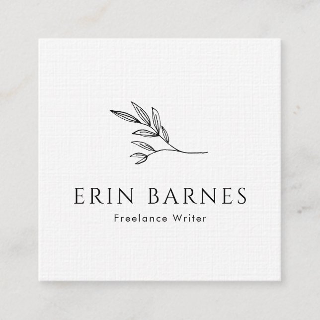 Minimalist Simple Hand Drawn Tree Branch Square Business Card (Front)
