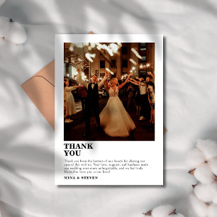 Minimalist simple hand lettering photo wedding thank you card