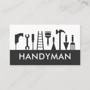 Minimalist Simple Handyman Tools Silhouette Business Card