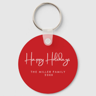 Minimalist Simple Happy holidays  Key Ring